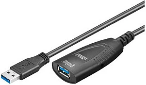 Kabllo zgjatëse aktive USB 3.0 Goobay, Type-A mashkull në femër, 5 m, e zezë