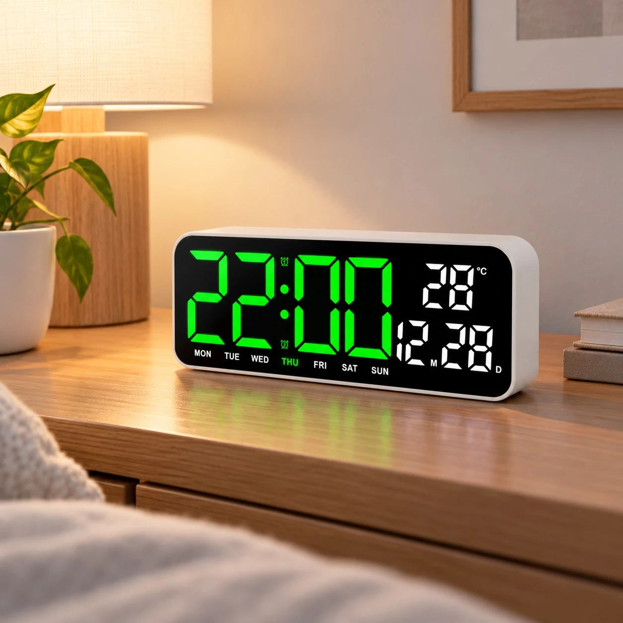 Orë Digjitale LED GH0707 me Alarm, Datë dhe Temperaturë 3