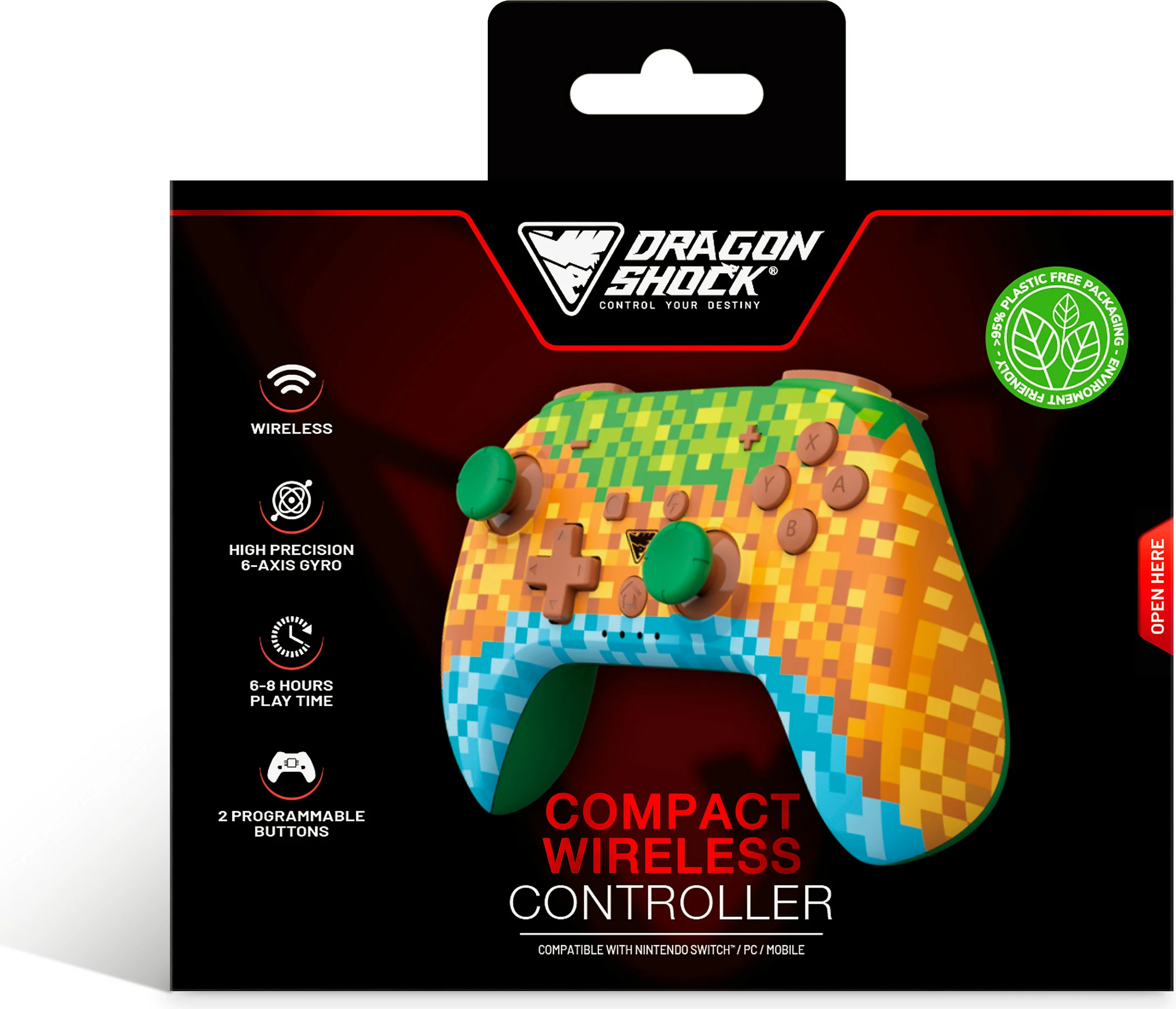 Kontroler DragonShock Poptop Wireless Cubes për Nintendo Switch, Bluetooth, USB-C, multikolor