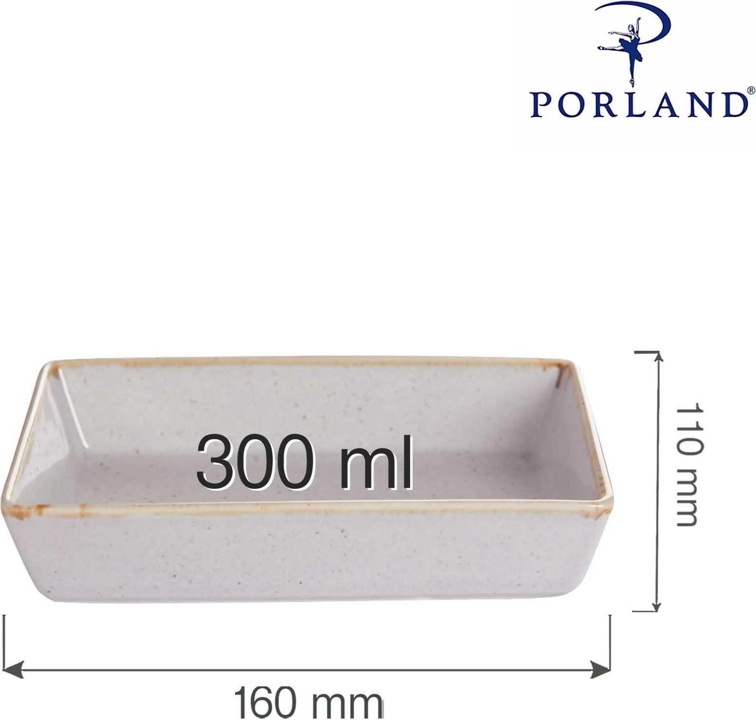 Pjatë meze Porland Seasons Ashen 160x110 mm, 300 ml, porcelan, set 6 copë, gri e hapur