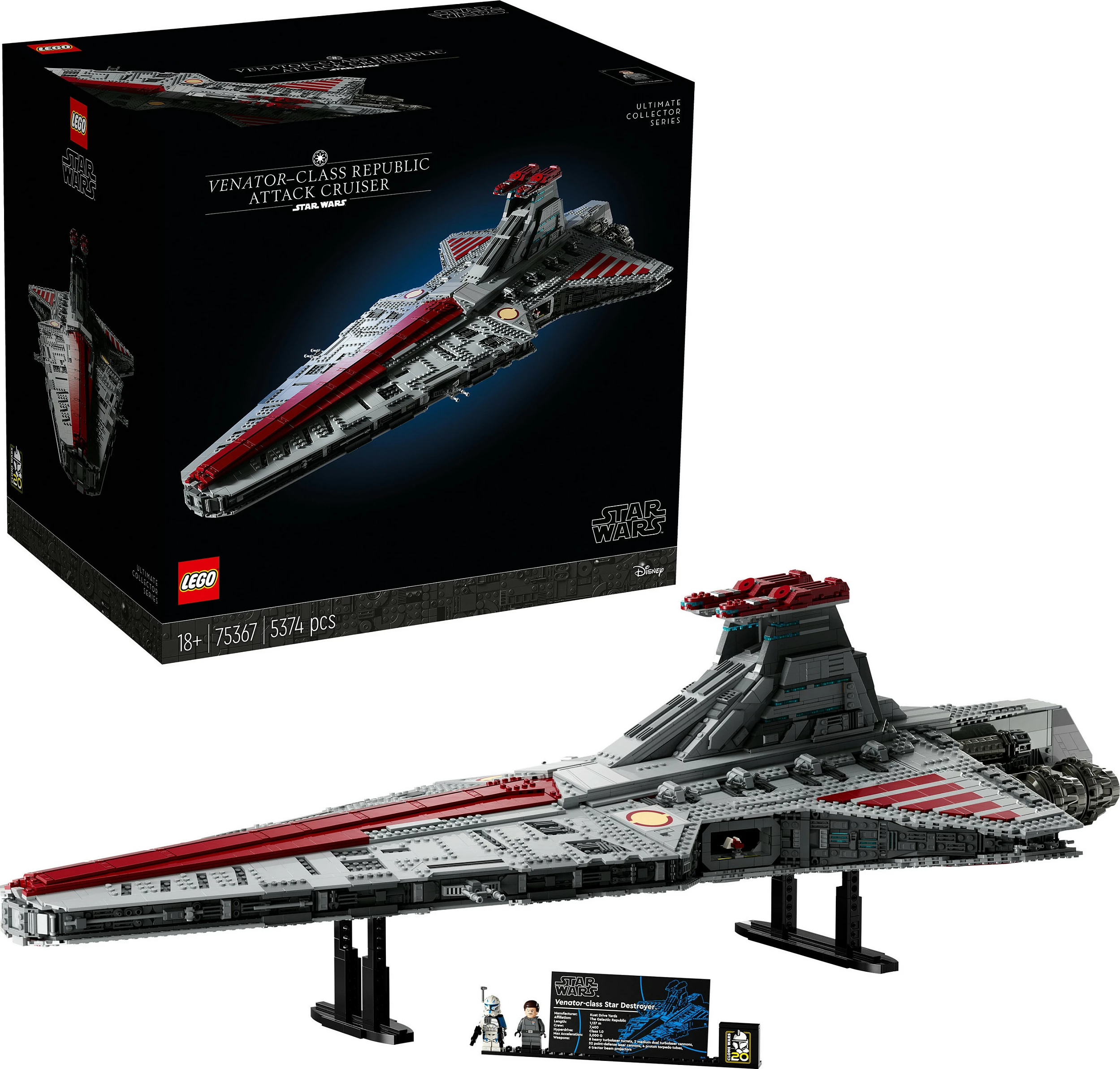 Set ndërtimi LEGO Star Wars Venator-Class Republic Attack Cruiser, 5374 pjesë, plastikë, shumëngjyrësh