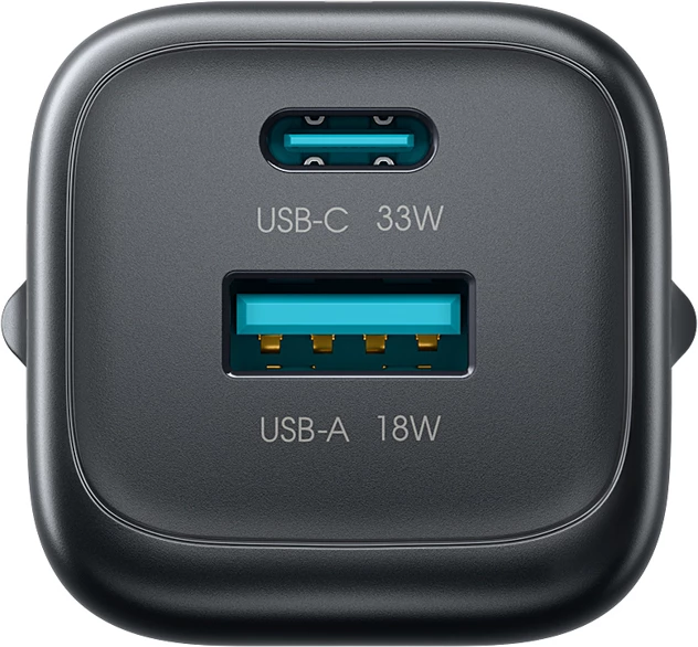 Karikues muri Joyroom JR-TG7 33W, 2x dalje USB-A + USB-C, me kabllo USB-C në Lightning 1m, i zi