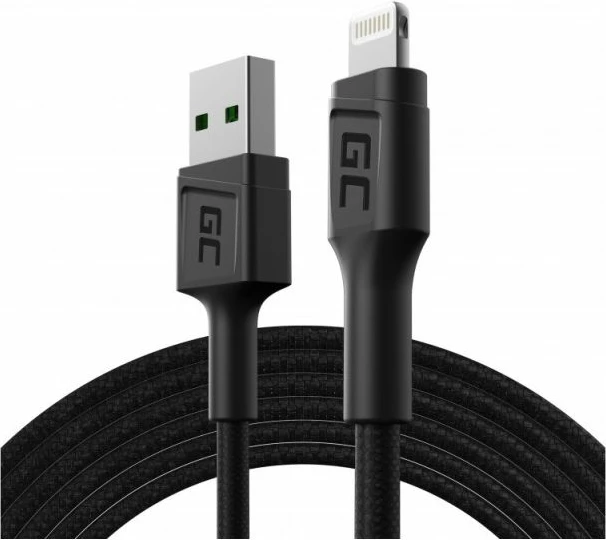 Kabllo Green Cell GC PowerStream USB-A në Lightning 2m, e zezë