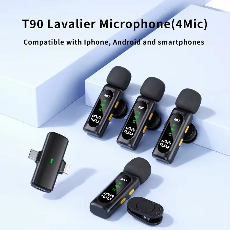 Sistem Mikrofonash Lavalier Wireless T90 1-to-4 (4 Mikrofona)