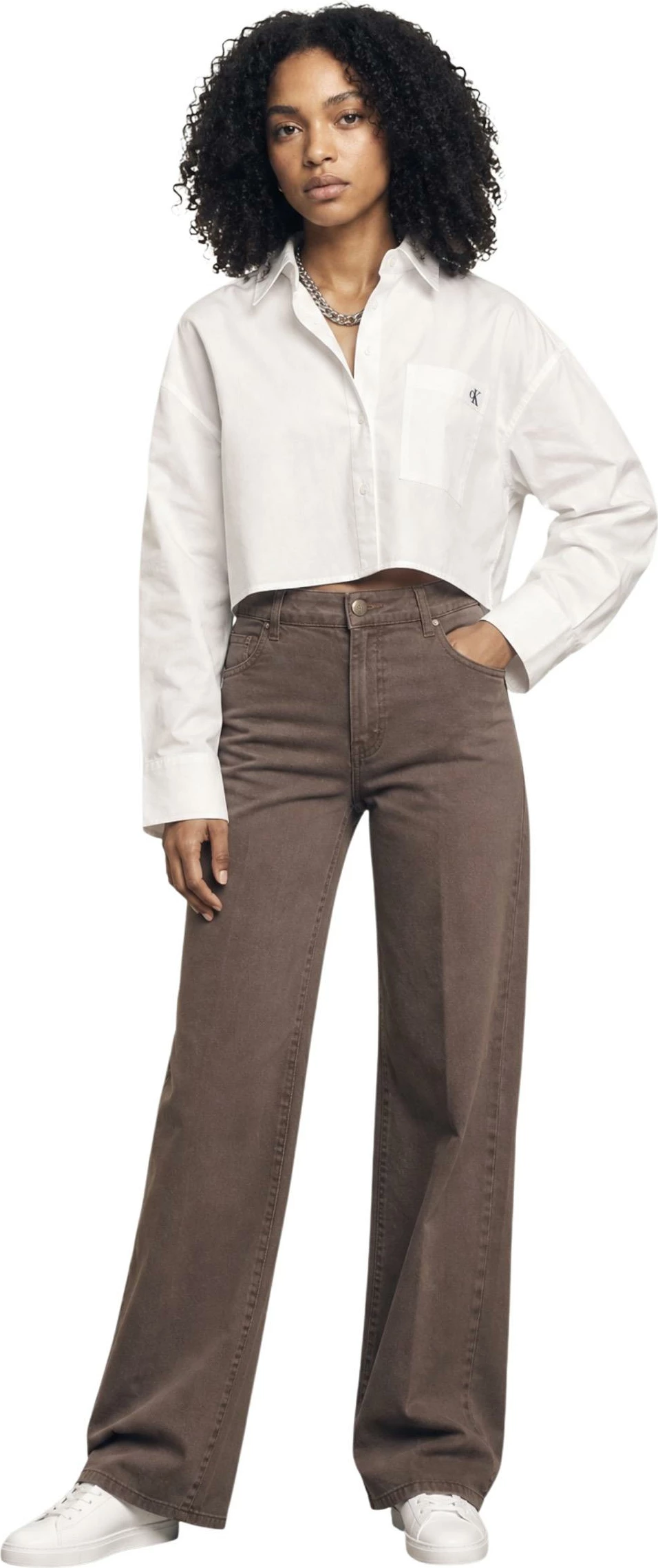 Këmishë e shkurtë për femra Calvin Klein Jeans LV047F104G, e bardhë [Madhësia: S]