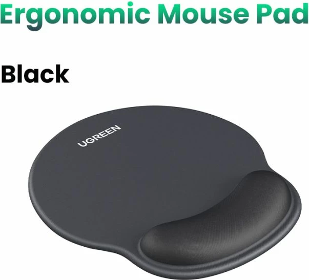 Mauspad ergonomik UGREEN 25245 me mbështetëse dore (memory foam), 220×245 mm, i zi