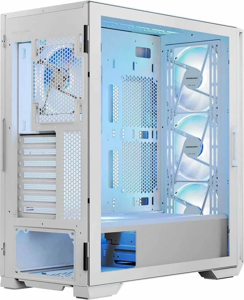 Kasë Modecom Horizon Flow ARGB AT-HORIZON-MG-ARGB-20-000000-0002 Midi Tower ATX/e-ATX, x4 ARGB fan, USB-C, e bardhë