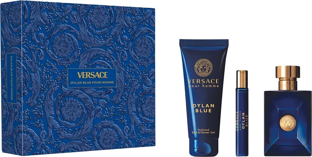 Set Versace Dylan Blue, 3.3 oz + 10 ml Edt Sp + 5.0 oz Shower Gel
