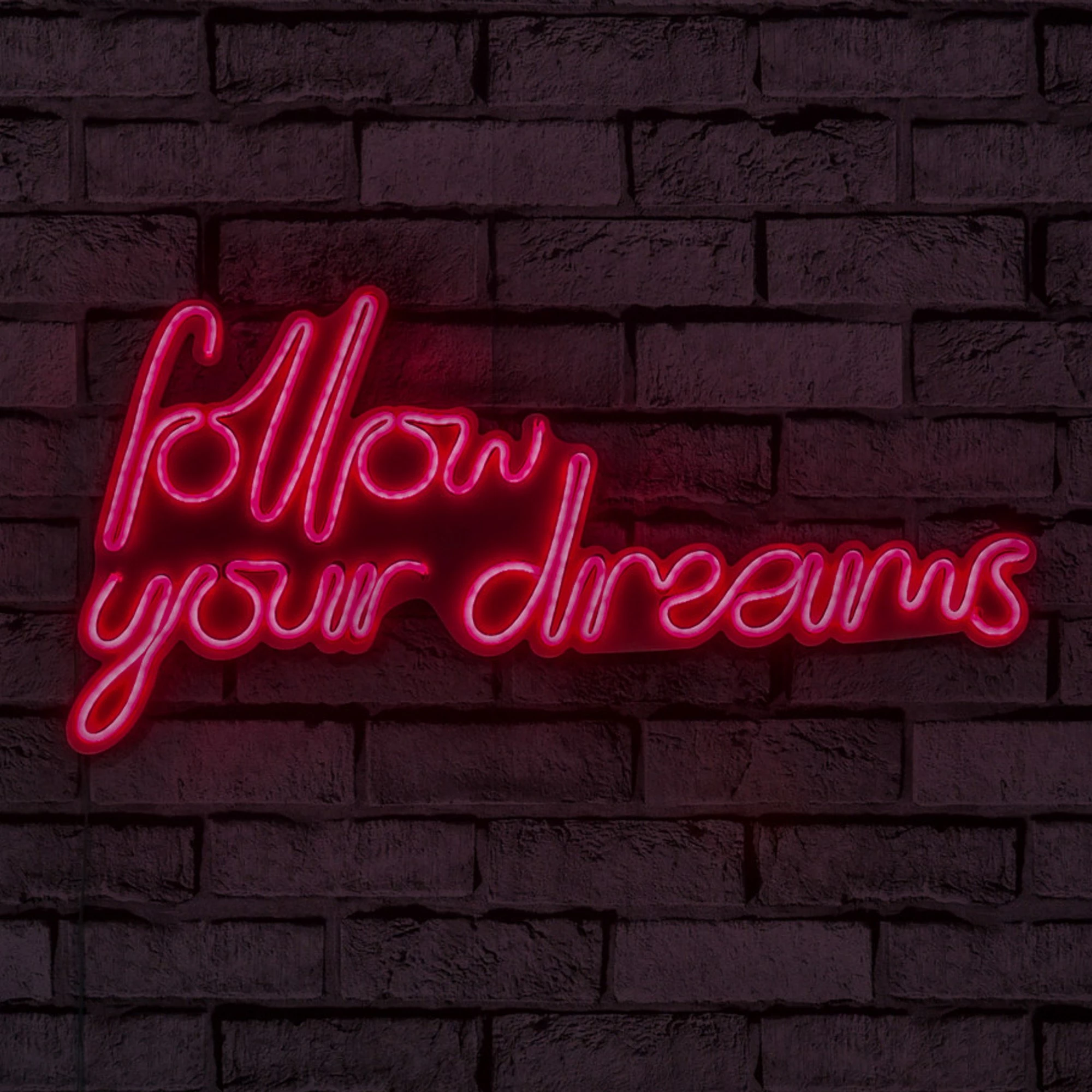 Dritë dekorative LED në mur, 'follow your dreams', plastikë, ngjyrë e kuqe
