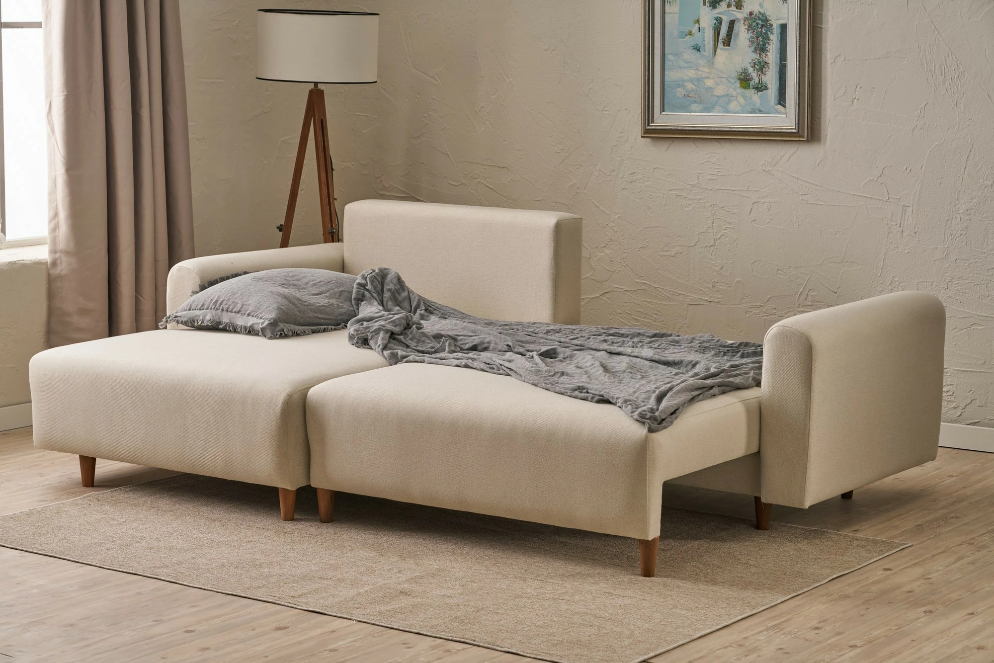 Kënd divan-krevat Atelier del Sofa, Mane majtas, krem