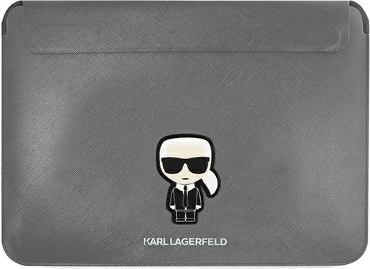 Mbështjellës laptopi Karl Lagerfeld Saffiano Ikonik Karl, 16 inç, argjendtë