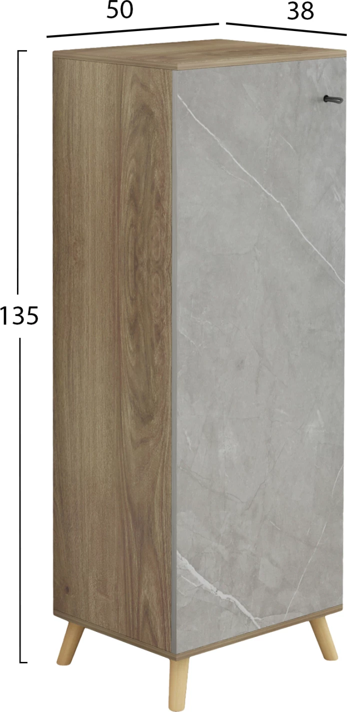 Dollap këpucësh ALVARO FH8954.11 melaminë, teksturë guri, 50x38x135 cm