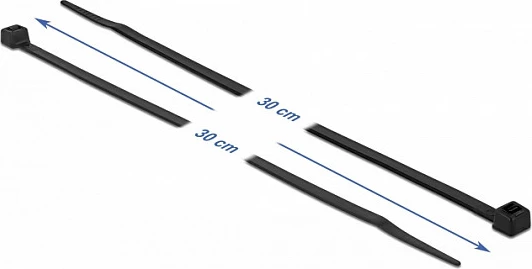 Lidhëse kabllosh DeLOCK 300mm x 4.8mm, 100 copë, rezistente në të ftohtë, të zeza