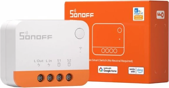 Switch i mençur Zigbee SONOFF ZBMINI-L2 6A, pa neutral, bardhë/portokalli