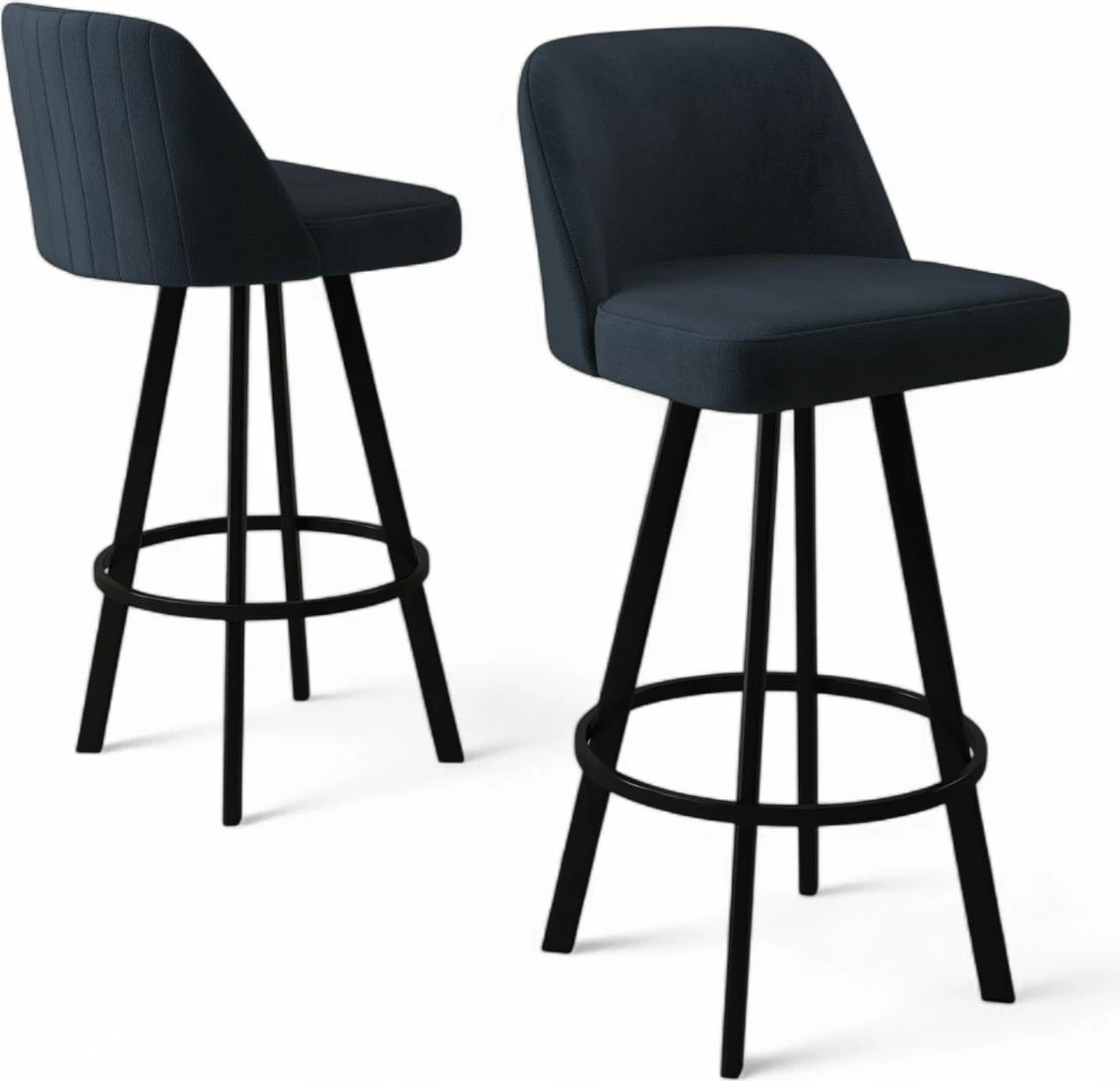 Set karrigesh për bar (4 copë), Hanah Home, Atex, antracit, e zezë