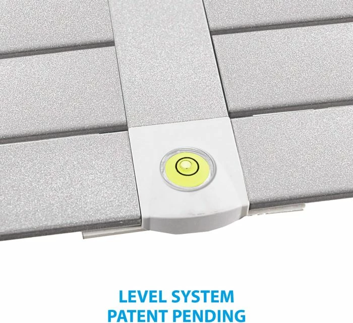 tavolinë palosëse kampingu BRUNNER Silver Gapless Level 6 0406077N 140x81x70cm me nivelues, alumin, çantë transporti, argjendtë