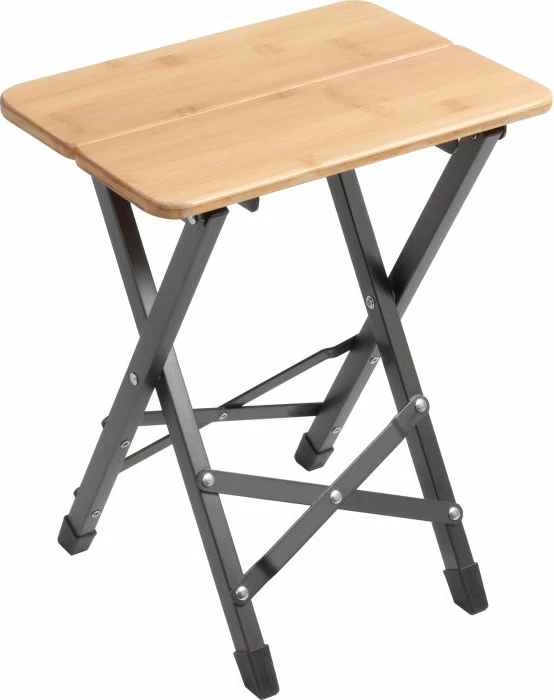 stol kampingu palosës BRUNNER Twisty Bamboo, kornizë alumini, sipërfaqe bambuje, me çantë ruajtjeje, natyrale/gri