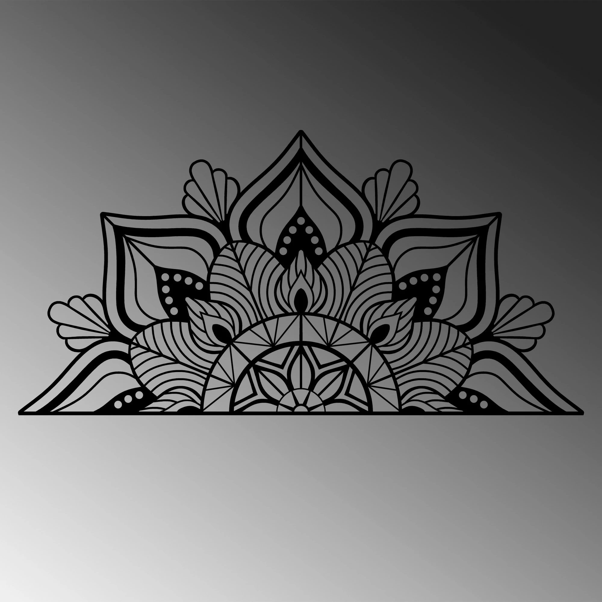 Aksesor dekorativ metalik për mur, Mandala 1, ngjyrë e zezë