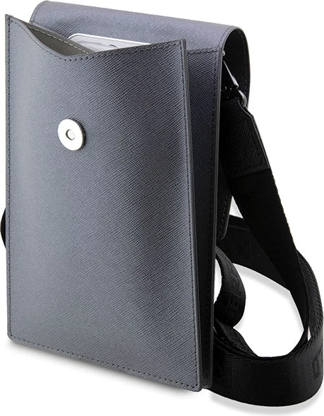 Çantë telefoni Karl Lagerfeld Saffiano Karl & Choupette, argjendtë
