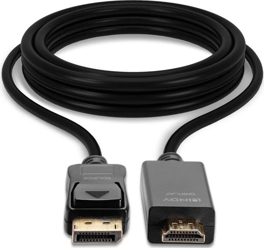Kabllo Lindy DisplayPort - HDMI M/M 10.2G 5m e zezë 4K UHD 30Hz