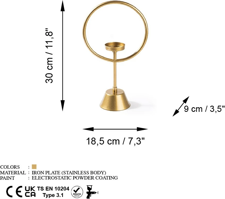 Aksesor dekorativ metalik, ngjyrë ari, Aberto Design, Caıros-B