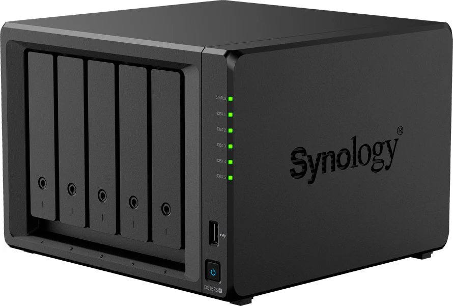 NAS Synology DiskStation DS1525+ 5-bay 3.5\" SATA, 8GB DDR4 ECC, 2x 2.5GbE, 2x M.2 NVMe, i zi