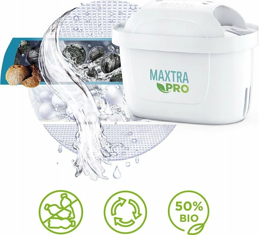 Kanarë filtruese uji Brita Glass 2.5L me indikator elektronik, 2x MAXTRA Pro Pure Performance, transparente/blu
