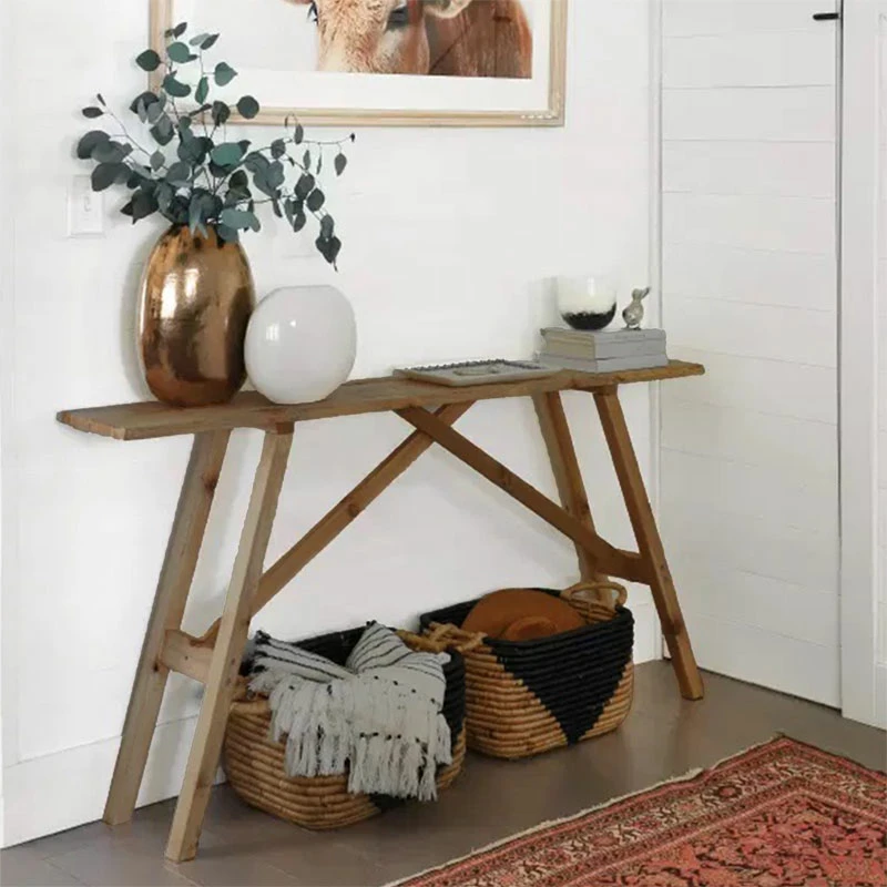 Konsolë Roosevelt, dru pishe i fortë, ngjyrë arre, 119x29x80cm