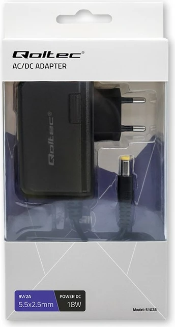 Furnizues energjie Qoltec 51028, 18W, 9V, 2A, 5.5x2.5mm, i zi