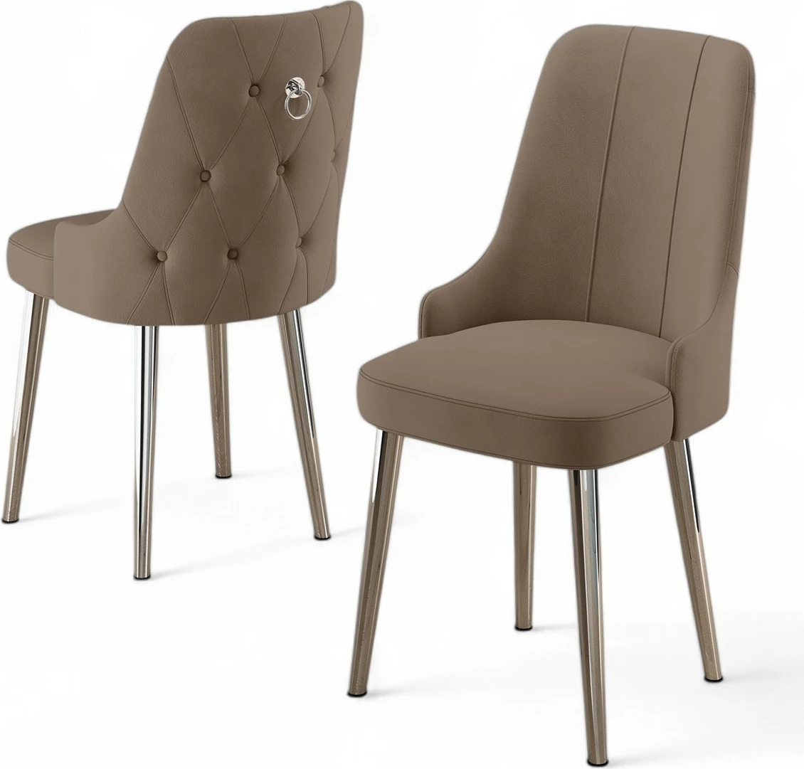 Set karrigesh (2 copë) Hanah Home Newa, kapuçino, krom