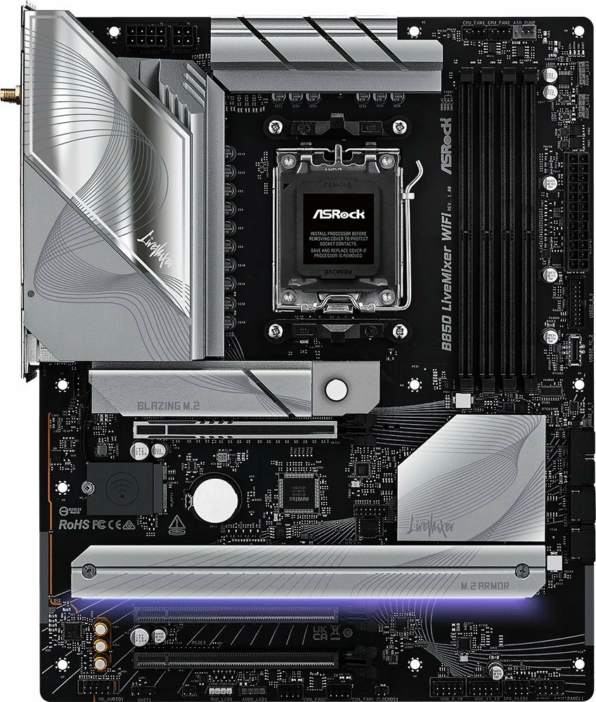 Pllakë amë ASRock B850 LiveMixer WiFi ATX DDR5, zezë/argjend