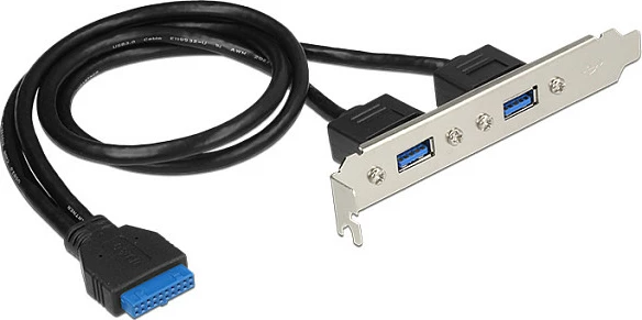 Braket slot USB DeLOCK 84836, 2x USB 3.2 Gen 1 Type-A, 19-pin internal, 5 Gbit/s, e zezë/argjendtë