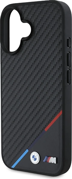 Mbështjellës BMW M Carbon Tricolor Line MagSafe për iPhone 16, Zi