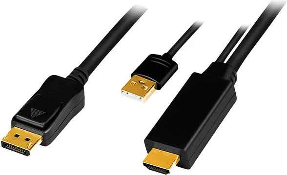 Kabllo adapter HDMI LogiLink, HDMI + USB-A në DisplayPort, 2 m, 4K/30Hz, e zezë