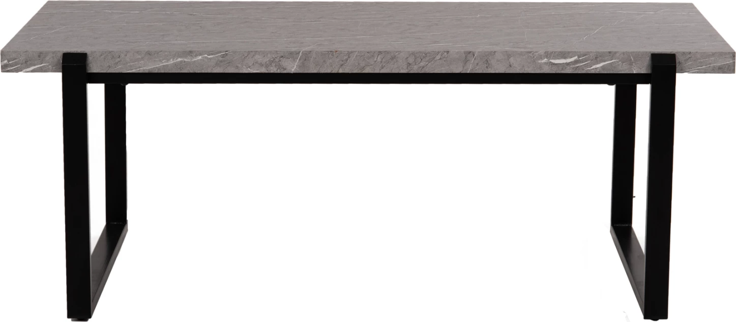 Tavolinë kafeje FH9585.02 MDF, sipërfaqe tavoline ngjyrë mermeri gri, bazë metalike e zezë, 120x60x46 cm