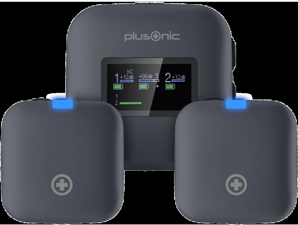Mikrofon wireless Plusonic PS-TDS8, USB Type C/Lightning/3,5mm, ngjyrë gri
