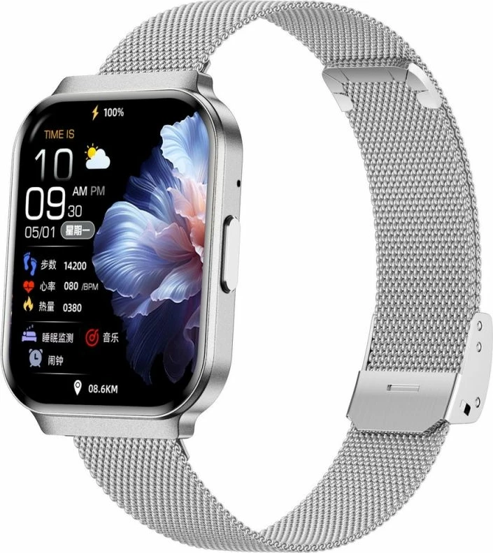 Smartwatch për femra Gravity GT44-4, rrip i bardhë + byzylyk argjendi
