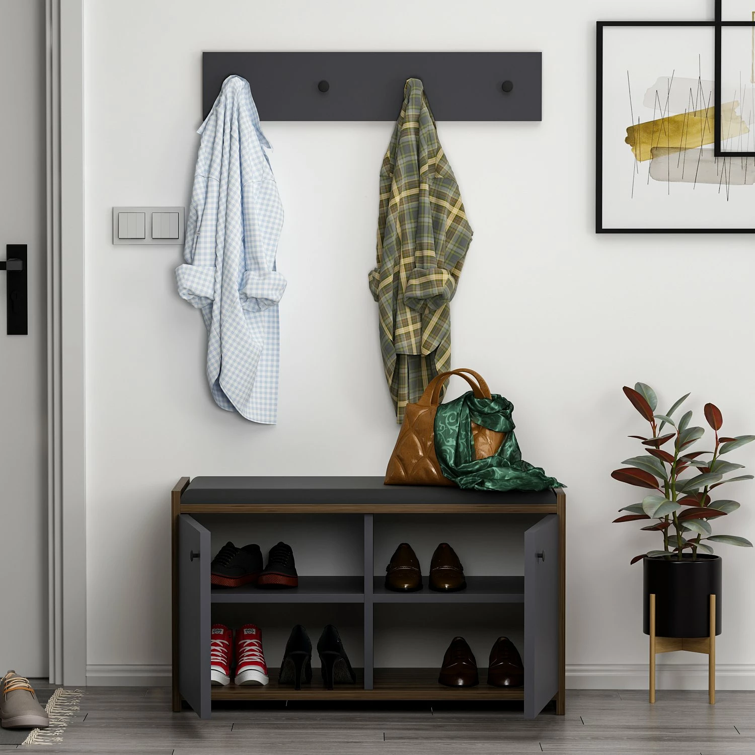 Dollap këpucësh Hanah Home, Zen, antracit
