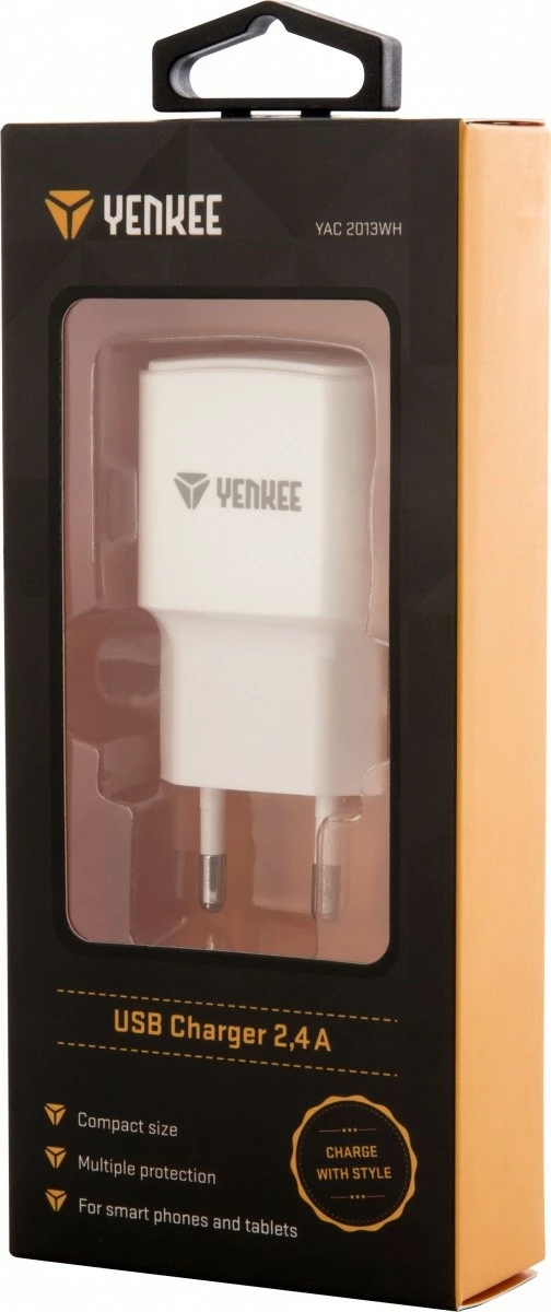 Karikues muri USB YENKEE YAC 2013WH, 12W, 2.4A, Bardhë
