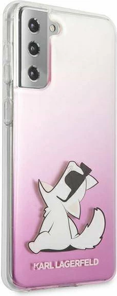 Mbështjellës KARL LAGERFELD KLHCS21MCFNRCPI për Samsung Galaxy S21 Plus G996 Choupette Fun, mbrojtje e fortë, transparent rozë, 1 copë