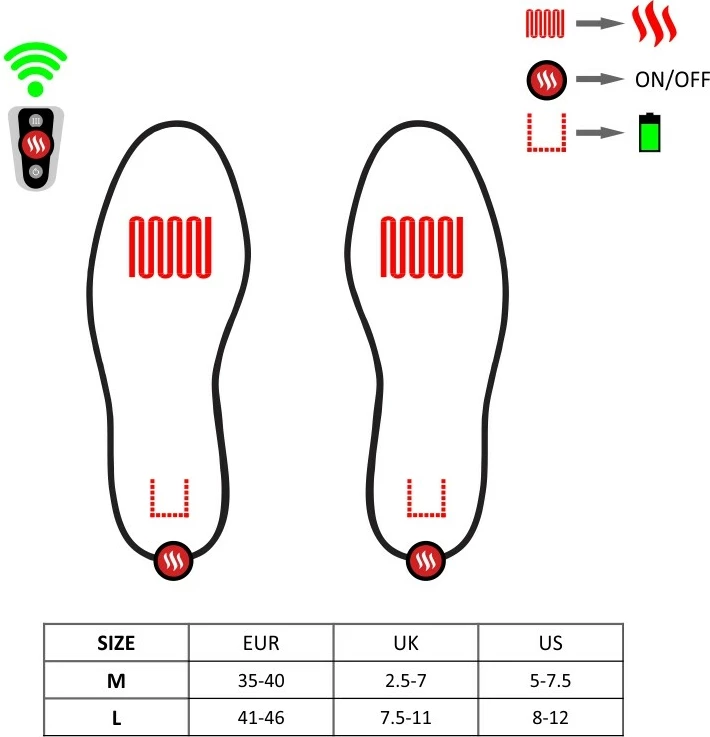 Shtroje këpucësh me ngrohje Glovii GW2M 35-40 (M), zi/kuqe, set me telekomandë + karikues + çantë