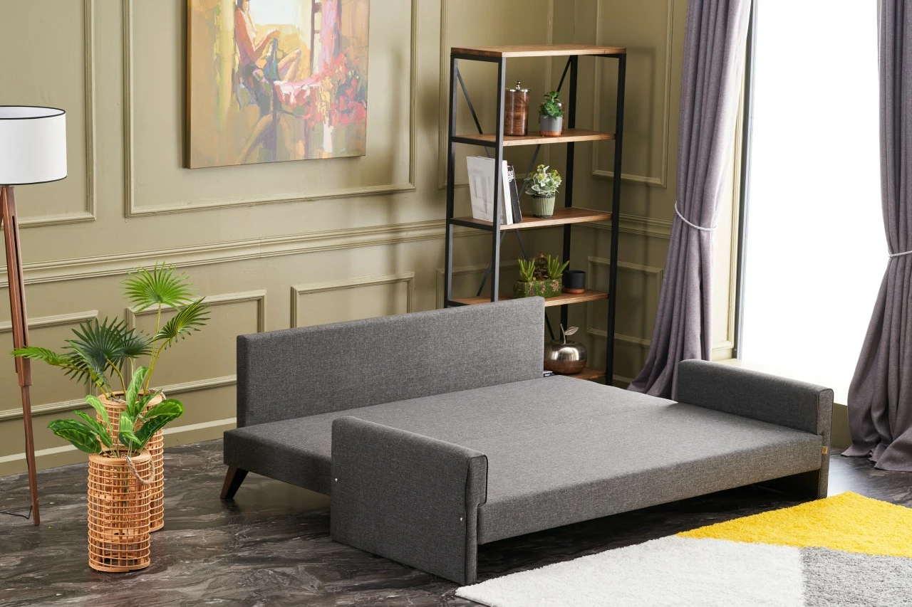 Krevat-sofë treshe, ngjyrë antracit, Bella Sofa Bed