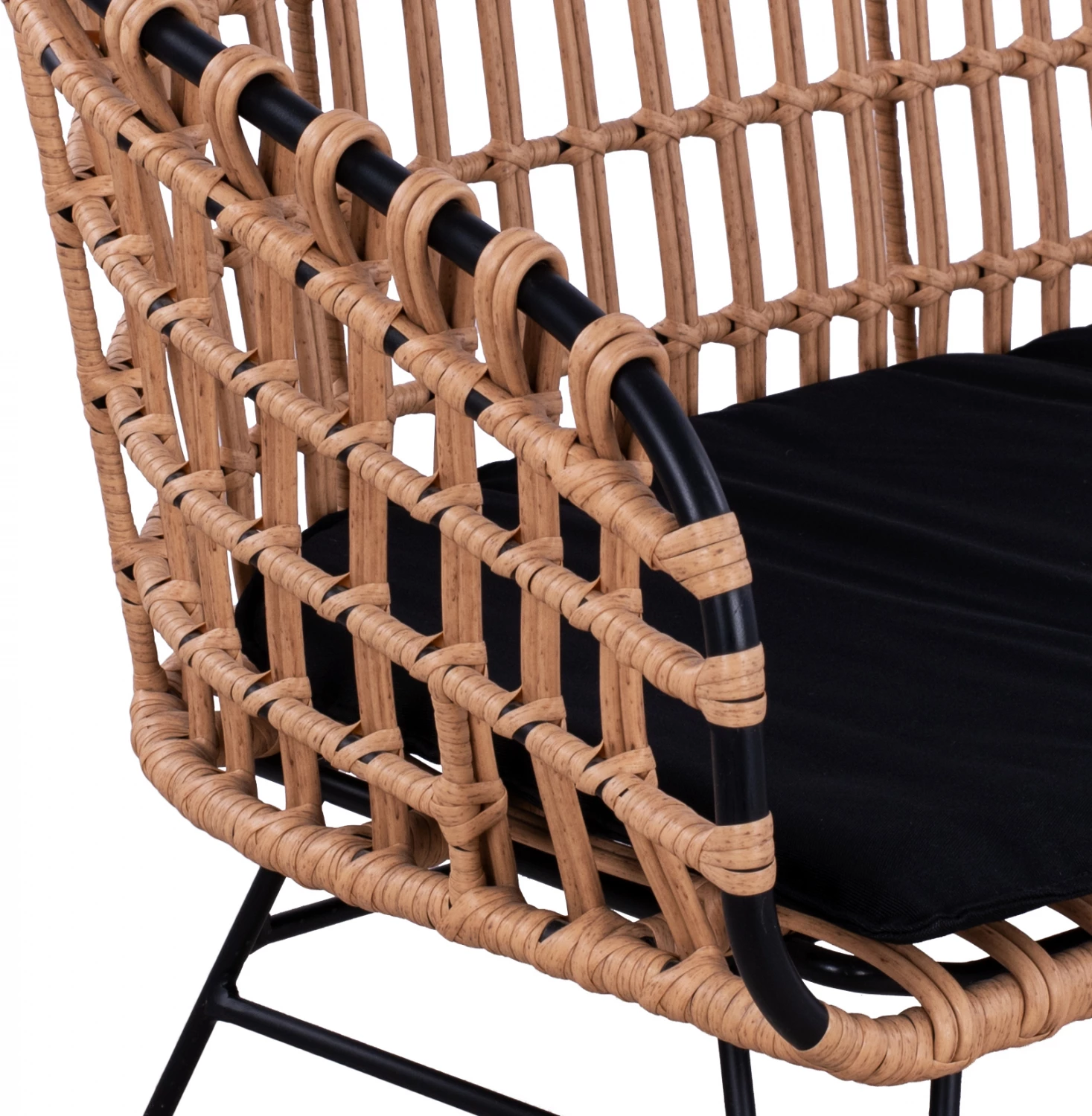 Bancë metalike Allegra FH5692 me thurje, ngjyrë zezë-bezhë, 124x57x77 cm