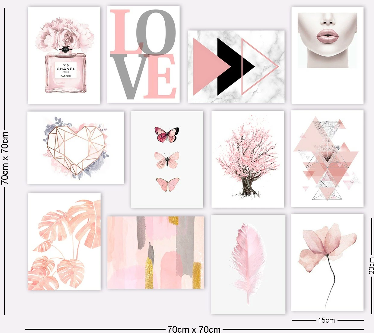 Set pikturash dekorative MDF, shumëngjyrëshe, 12 copë, Wallity, 12MDF10