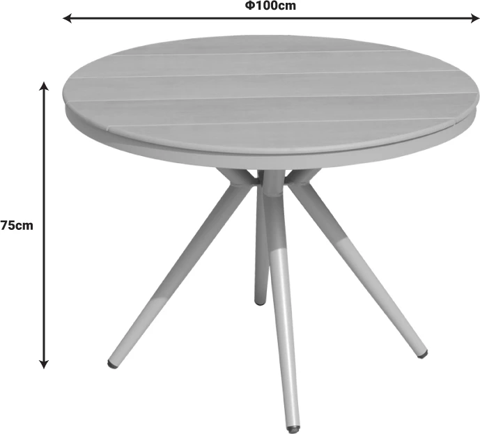 Tavolinë plywood dhe alumin, ngjyrë shampanjë, D100x75cm