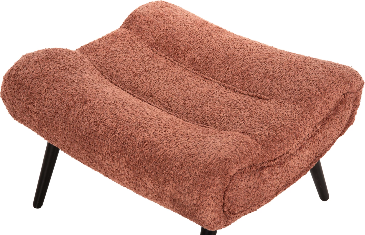 Karrige për këmbë KEMBA, FH9606.02, pëlhurë boucle rozë, këmbë druri të zeza, 68x58x40H cm