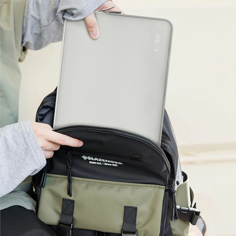 Mbështjellës laptopi Tech-Protect NeoSlim 15-16", slim, mbyllje me zinxhir, gri, set 2 copë