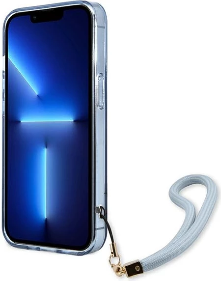 Mbështjellës Guess GUHCP13LHTSGSB për iPhone 13 Pro / 13, hardcase, Translucent Stap, Blu