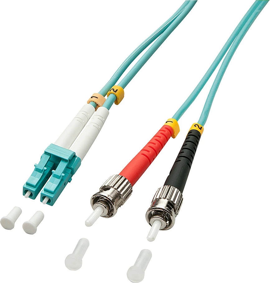 Kabllo fiber optike Lindy 46381, OM3 multimode, LC në ST, 2 m, full duplex, e gjelbër
