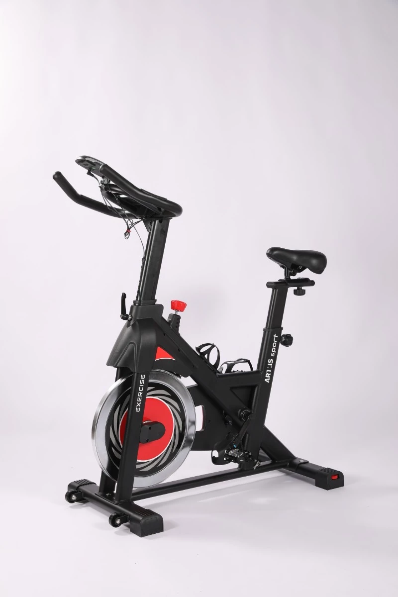 Biçikletë statike indoor ART.IS sport AS1 (AS8723), rrotë fluturimi 6 kg, Bluetooth Kinomap/Zwift, ngarkesë max 120 kg, e zezë/kuqe